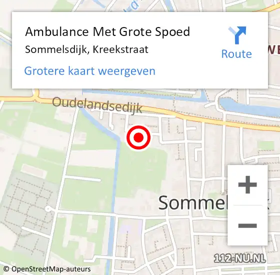 Locatie op kaart van de 112 melding: Ambulance Met Grote Spoed Naar Sommelsdijk, Kreekstraat op 19 november 2022 19:09