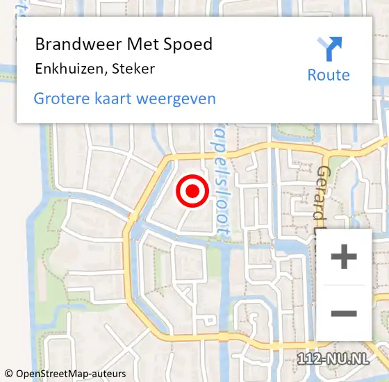 Locatie op kaart van de 112 melding: Brandweer Met Spoed Naar Enkhuizen, Steker op 19 november 2022 19:20