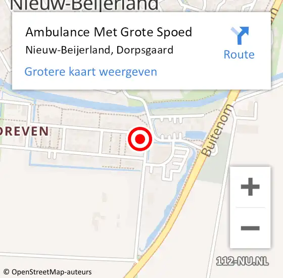 Locatie op kaart van de 112 melding: Ambulance Met Grote Spoed Naar Nieuw-Beijerland, Dorpsgaard op 19 november 2022 19:29