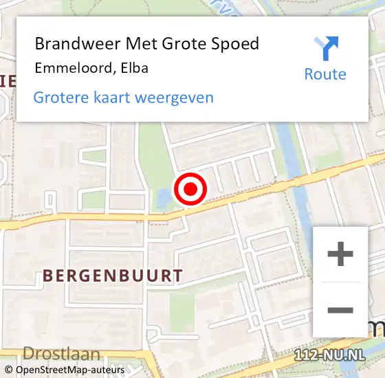 Locatie op kaart van de 112 melding: Brandweer Met Grote Spoed Naar Emmeloord, Elba op 19 november 2022 19:37