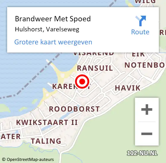 Locatie op kaart van de 112 melding: Brandweer Met Spoed Naar Hulshorst, Varelseweg op 19 november 2022 19:45