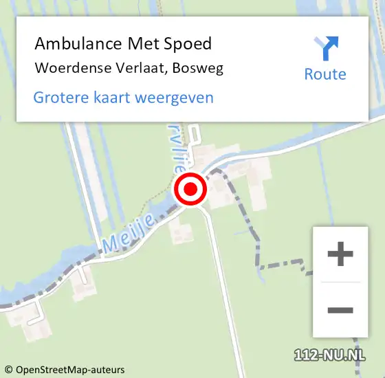 Locatie op kaart van de 112 melding: Ambulance Met Spoed Naar Woerdense Verlaat, Bosweg op 5 augustus 2014 14:37