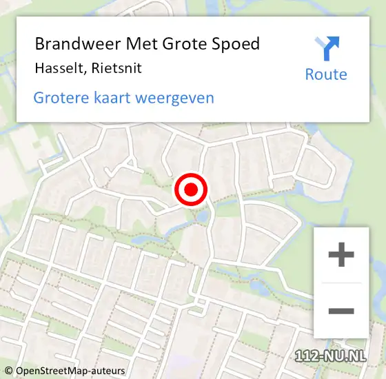 Locatie op kaart van de 112 melding: Brandweer Met Grote Spoed Naar Hasselt, Rietsnit op 19 november 2022 20:02