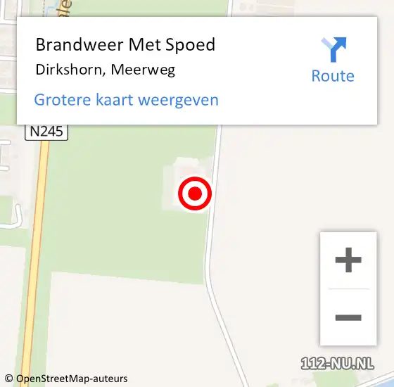 Locatie op kaart van de 112 melding: Brandweer Met Spoed Naar Dirkshorn, Meerweg op 19 november 2022 20:05