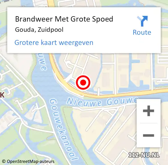 Locatie op kaart van de 112 melding: Brandweer Met Grote Spoed Naar Gouda, Zuidpool op 5 augustus 2014 14:37