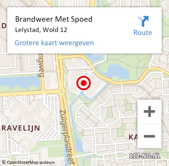 Locatie op kaart van de 112 melding: Brandweer Met Spoed Naar Lelystad, Wold 12 op 19 november 2022 20:34