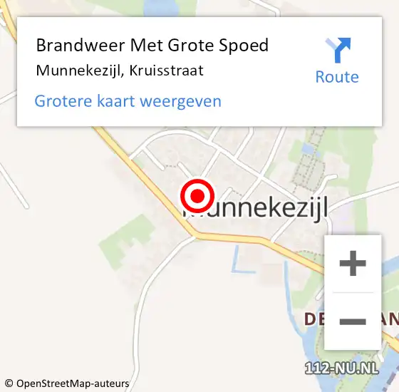 Locatie op kaart van de 112 melding: Brandweer Met Grote Spoed Naar Munnekezijl, Kruisstraat op 19 november 2022 20:42