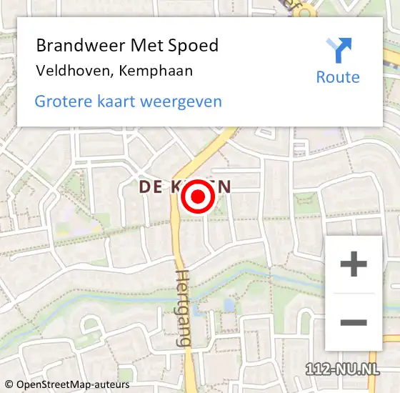 Locatie op kaart van de 112 melding: Brandweer Met Spoed Naar Veldhoven, Kemphaan op 19 november 2022 20:46