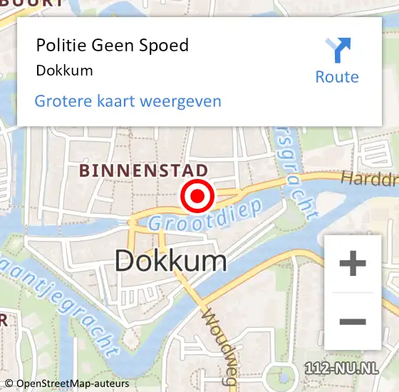 Locatie op kaart van de 112 melding: Politie Geen Spoed Naar Dokkum op 19 november 2022 20:46