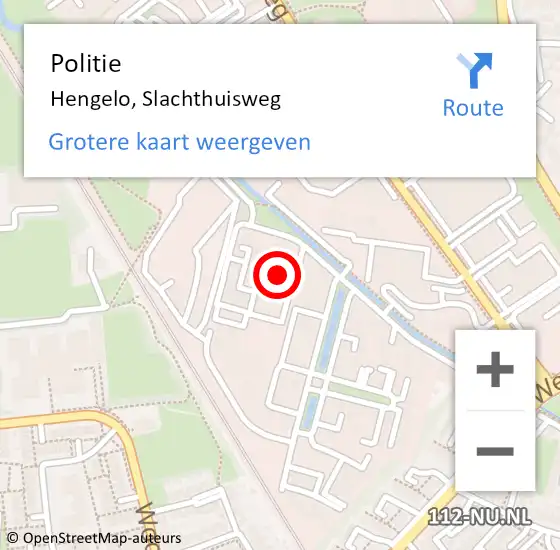 Locatie op kaart van de 112 melding: Politie Hengelo, Slachthuisweg op 19 november 2022 21:02