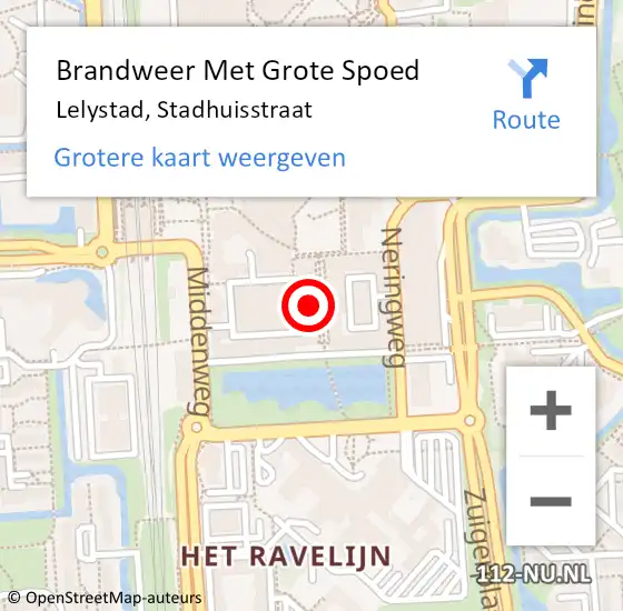 Locatie op kaart van de 112 melding: Brandweer Met Grote Spoed Naar Lelystad, Stadhuisstraat op 19 november 2022 21:12