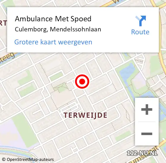 Locatie op kaart van de 112 melding: Ambulance Met Spoed Naar Culemborg, Mendelssohnlaan op 19 november 2022 21:15