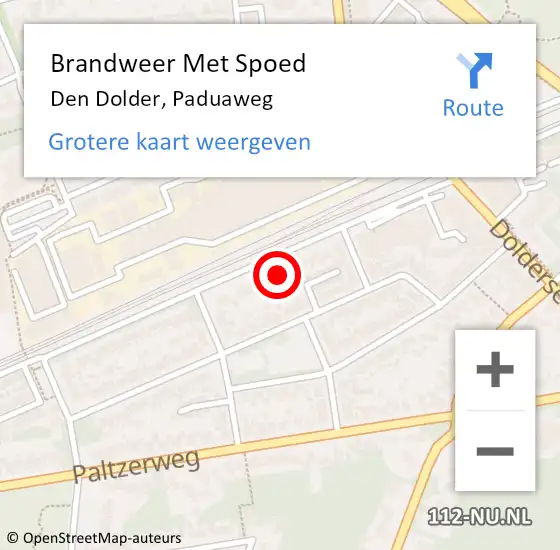 Locatie op kaart van de 112 melding: Brandweer Met Spoed Naar Den Dolder, Paduaweg op 19 november 2022 21:32