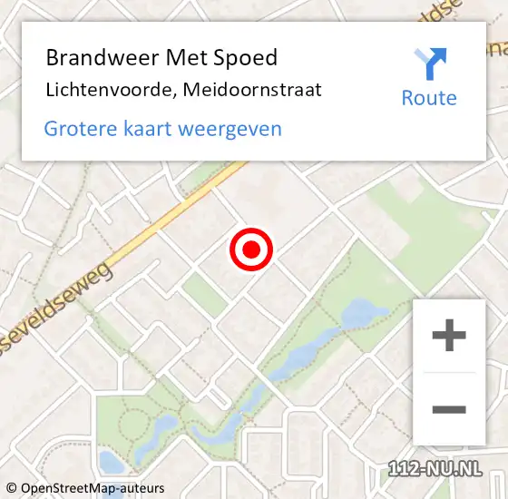 Locatie op kaart van de 112 melding: Brandweer Met Spoed Naar Lichtenvoorde, Meidoornstraat op 19 november 2022 21:50