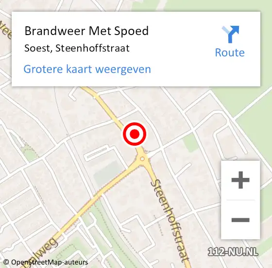 Locatie op kaart van de 112 melding: Brandweer Met Spoed Naar Soest, Steenhoffstraat op 19 november 2022 22:12