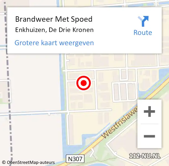 Locatie op kaart van de 112 melding: Brandweer Met Spoed Naar Enkhuizen, De Drie Kronen op 19 november 2022 22:13