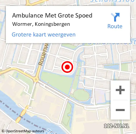 Locatie op kaart van de 112 melding: Ambulance Met Grote Spoed Naar Wormer, Koningsbergen op 19 november 2022 22:22