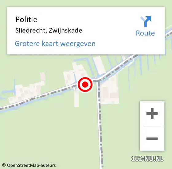 Locatie op kaart van de 112 melding: Politie Sliedrecht, Zwijnskade op 19 november 2022 22:38