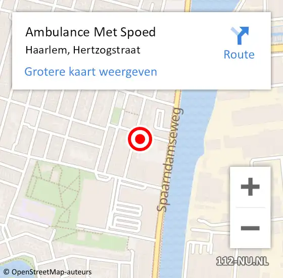 Locatie op kaart van de 112 melding: Ambulance Met Spoed Naar Haarlem, Hertzogstraat op 19 november 2022 22:50