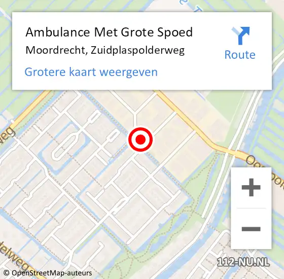 Locatie op kaart van de 112 melding: Ambulance Met Grote Spoed Naar Moordrecht, Zuidplaspolderweg op 19 november 2022 22:50