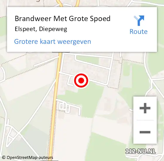 Locatie op kaart van de 112 melding: Brandweer Met Grote Spoed Naar Elspeet, Diepeweg op 19 november 2022 22:53