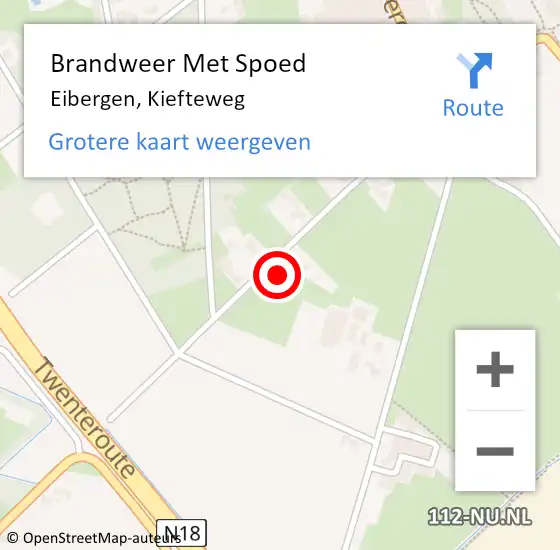 Locatie op kaart van de 112 melding: Brandweer Met Spoed Naar Eibergen, Kiefteweg op 19 november 2022 22:58