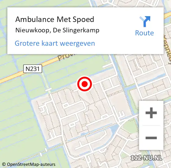 Locatie op kaart van de 112 melding: Ambulance Met Spoed Naar Nieuwkoop, De Slingerkamp op 19 november 2022 23:05