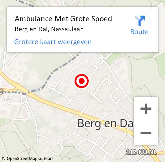 Locatie op kaart van de 112 melding: Ambulance Met Grote Spoed Naar Berg en Dal, Nassaulaan op 19 november 2022 23:07