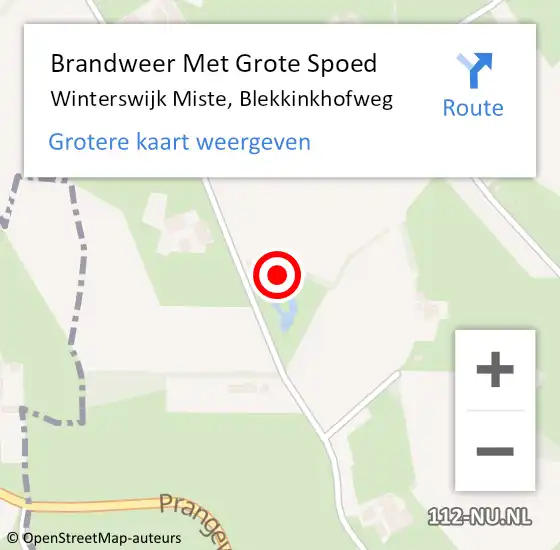 Locatie op kaart van de 112 melding: Brandweer Met Grote Spoed Naar Winterswijk Miste, Blekkinkhofweg op 19 november 2022 23:12