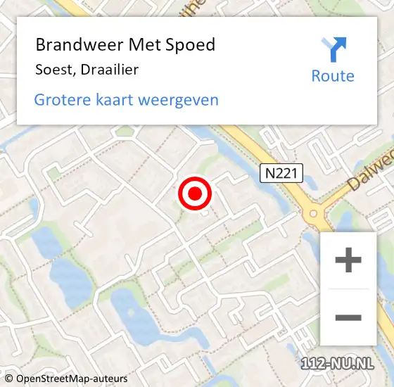 Locatie op kaart van de 112 melding: Brandweer Met Spoed Naar Soest, Draailier op 19 november 2022 23:14