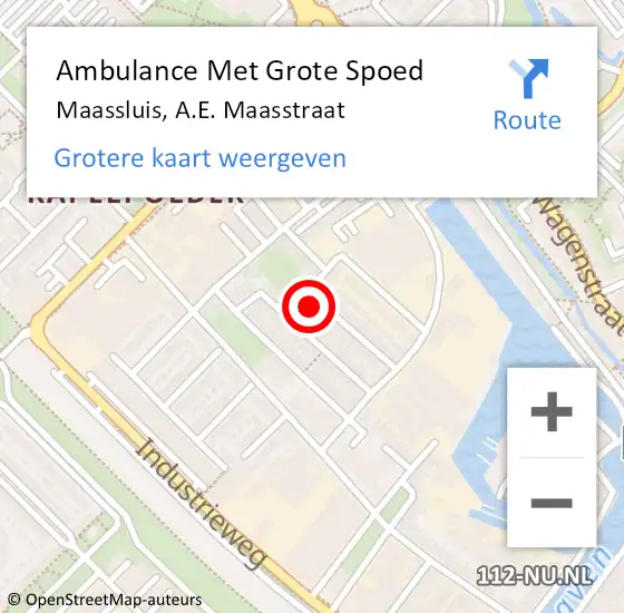 Locatie op kaart van de 112 melding: Ambulance Met Grote Spoed Naar Maassluis, A.E. Maasstraat op 19 november 2022 23:36