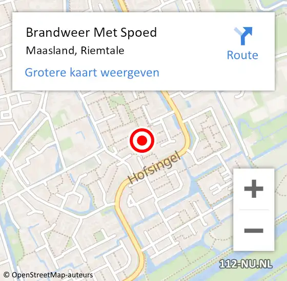 Locatie op kaart van de 112 melding: Brandweer Met Spoed Naar Maasland, Riemtale op 19 november 2022 23:54