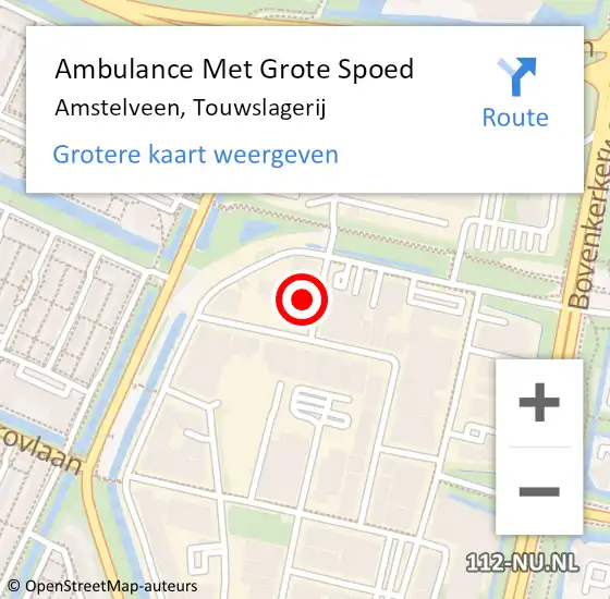 Locatie op kaart van de 112 melding: Ambulance Met Grote Spoed Naar Amstelveen, Touwslagerij op 19 november 2022 23:59