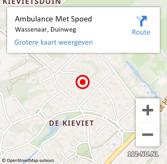 Locatie op kaart van de 112 melding: Ambulance Met Spoed Naar Wassenaar, Duinweg op 20 november 2022 00:02