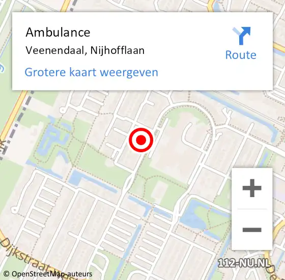 Locatie op kaart van de 112 melding: Ambulance Veenendaal, Nijhofflaan op 20 november 2022 00:07