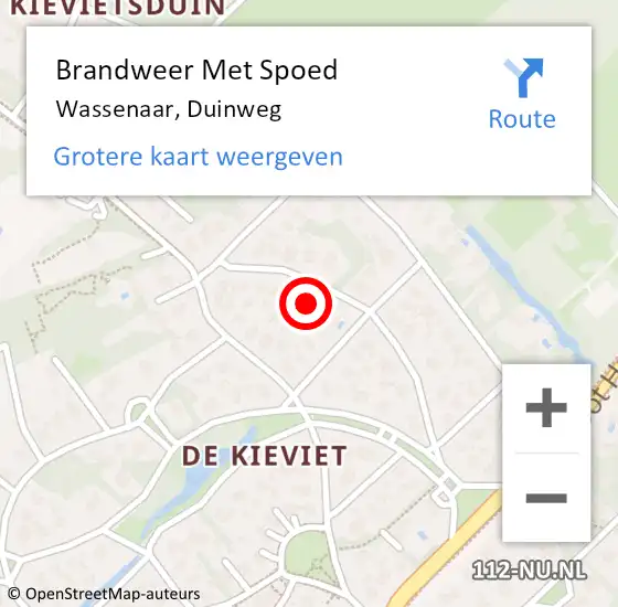 Locatie op kaart van de 112 melding: Brandweer Met Spoed Naar Wassenaar, Duinweg op 20 november 2022 00:38