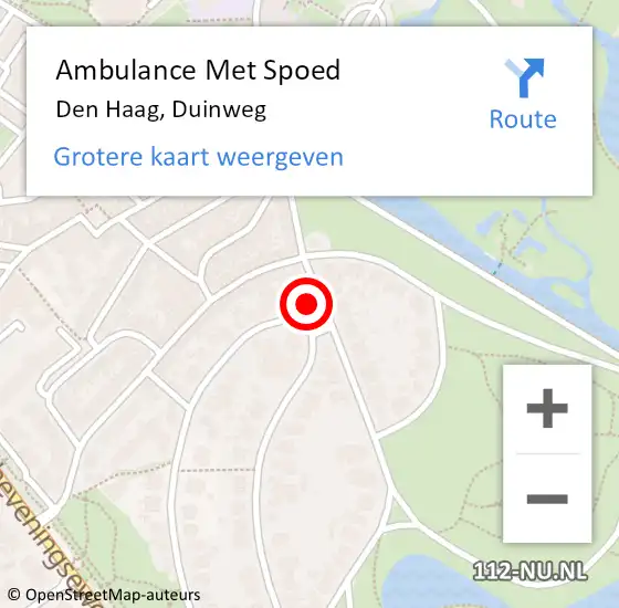 Locatie op kaart van de 112 melding: Ambulance Met Spoed Naar Wassenaar, Duinweg op 20 november 2022 00:41