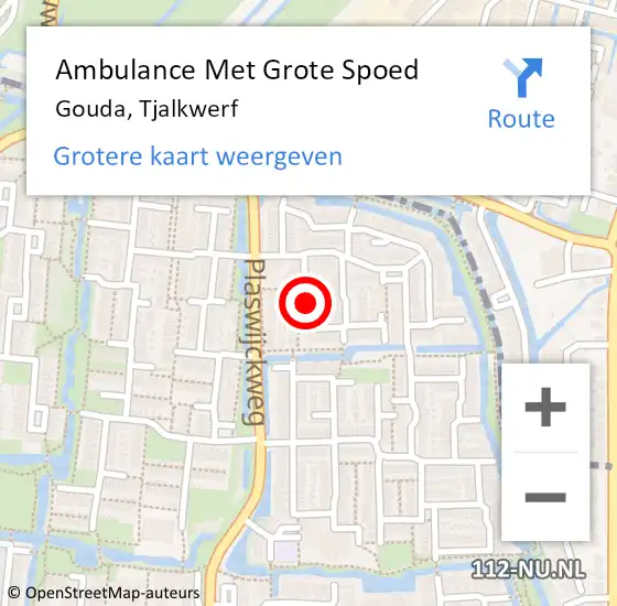 Locatie op kaart van de 112 melding: Ambulance Met Grote Spoed Naar Gouda, Tjalkwerf op 20 november 2022 01:05