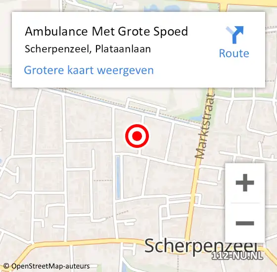 Locatie op kaart van de 112 melding: Ambulance Met Grote Spoed Naar Scherpenzeel, Plataanlaan op 20 november 2022 01:24