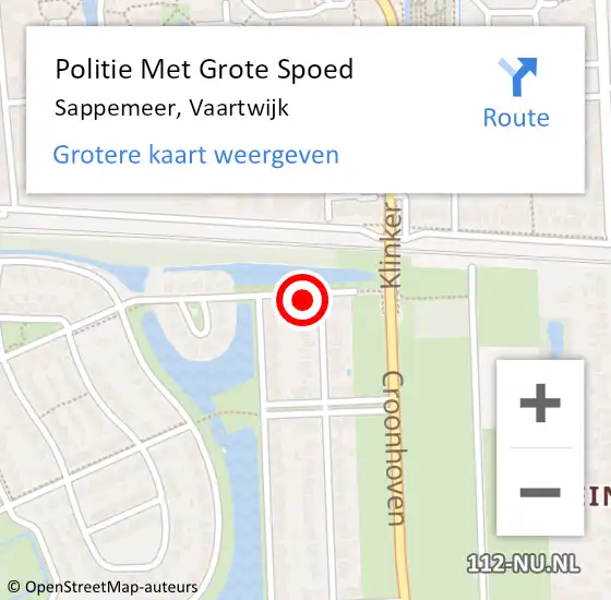 Locatie op kaart van de 112 melding: Politie Met Grote Spoed Naar Sappemeer, Vaartwijk op 20 november 2022 01:42