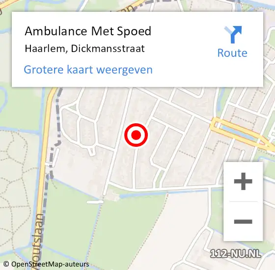 Locatie op kaart van de 112 melding: Ambulance Met Spoed Naar Haarlem, Dickmansstraat op 20 november 2022 02:41