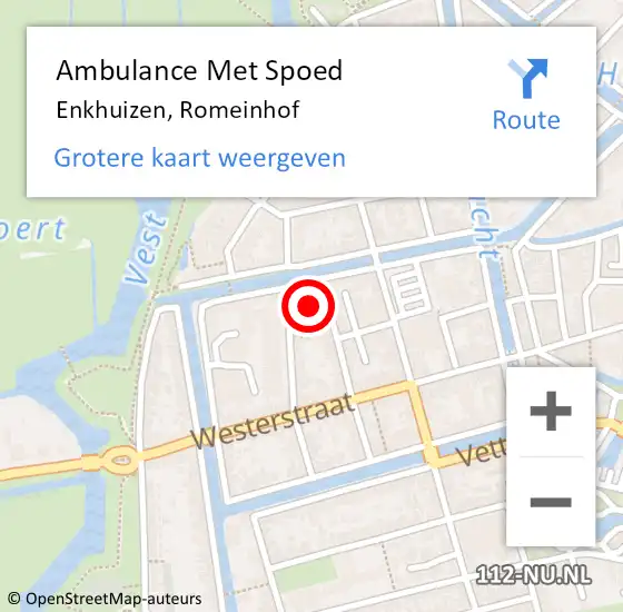 Locatie op kaart van de 112 melding: Ambulance Met Spoed Naar Enkhuizen, Romeinhof op 20 november 2022 03:30