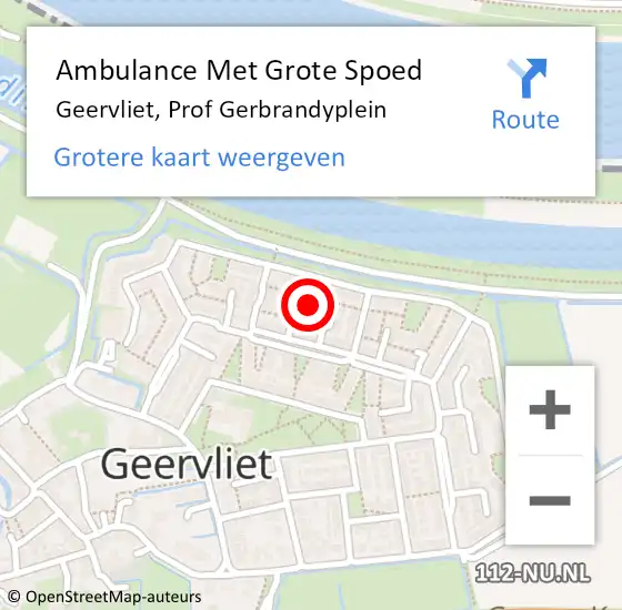 Locatie op kaart van de 112 melding: Ambulance Met Grote Spoed Naar Geervliet, Prof Gerbrandyplein op 20 november 2022 03:32