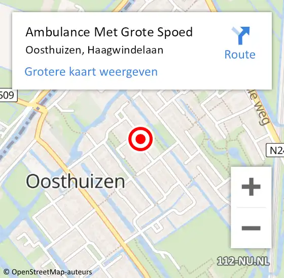 Locatie op kaart van de 112 melding: Ambulance Met Grote Spoed Naar Oosthuizen, Haagwindelaan op 20 november 2022 03:56