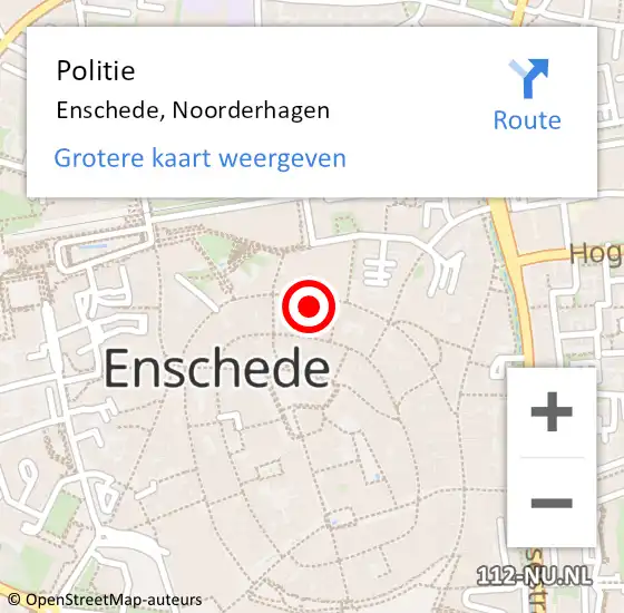 Locatie op kaart van de 112 melding: Politie Enschede, Noorderhagen op 20 november 2022 04:08