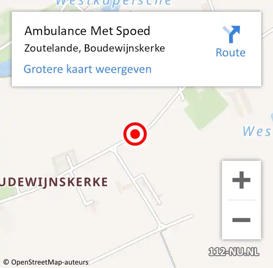 Locatie op kaart van de 112 melding: Ambulance Met Spoed Naar Zoutelande, Boudewijnskerke op 5 augustus 2014 15:14