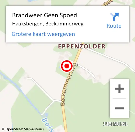 Locatie op kaart van de 112 melding: Brandweer Geen Spoed Naar Haaksbergen, Beckummerweg op 20 november 2022 05:39