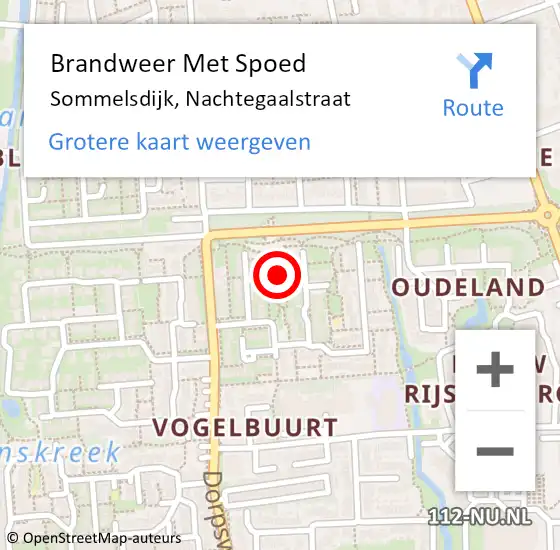 Locatie op kaart van de 112 melding: Brandweer Met Spoed Naar Sommelsdijk, Nachtegaalstraat op 20 november 2022 07:01