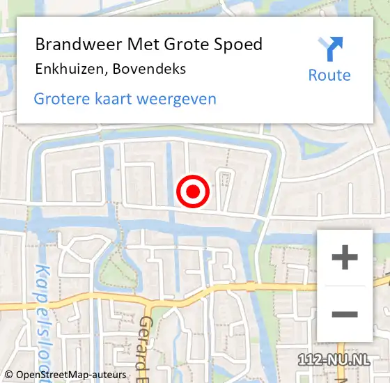 Locatie op kaart van de 112 melding: Brandweer Met Grote Spoed Naar Enkhuizen, Bovendeks op 20 november 2022 07:32