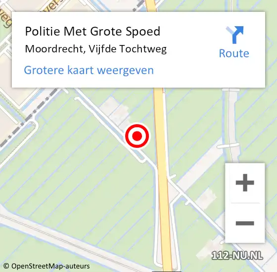 Locatie op kaart van de 112 melding: Politie Met Grote Spoed Naar Moordrecht, Vijfde Tochtweg op 20 november 2022 07:34